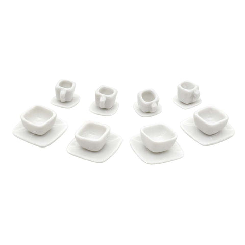 Dollhouse Plain White Square Tea Set Lovely