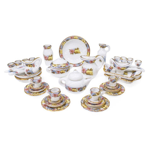 Dollhouse Floral Lace Tableware, Wine Set, Tea Set Endearing