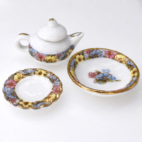Dollhouse Floral Lace Tableware, Wine Set, Tea Set Endearing