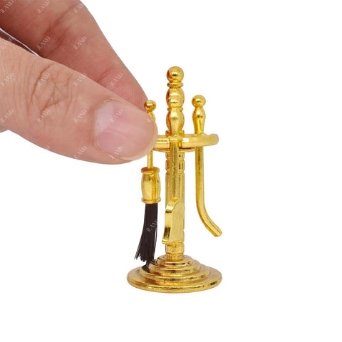 Golden Dollhouse Fireplace Tool Set