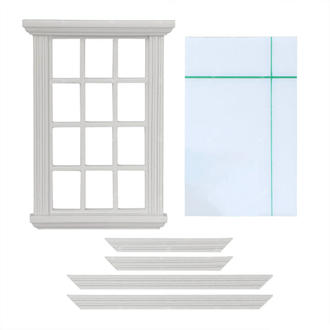 1/12 Scale White Wooden Dollhouse Windows 2pcs