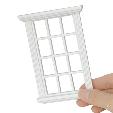 1/12 Scale White Wooden Dollhouse Windows 2pcs