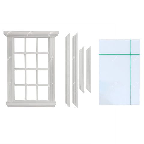 1/12 Scale White Wooden Dollhouse Windows 2pcs