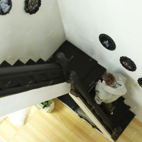 Dollhouse Stairs w/ Adjustable Handrails 2 Sets & DIY Railing