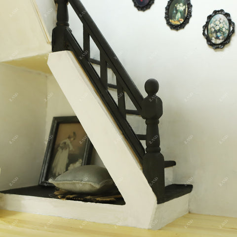 Dollhouse Stairs w/ Adjustable Handrails 2 Sets & DIY Railing