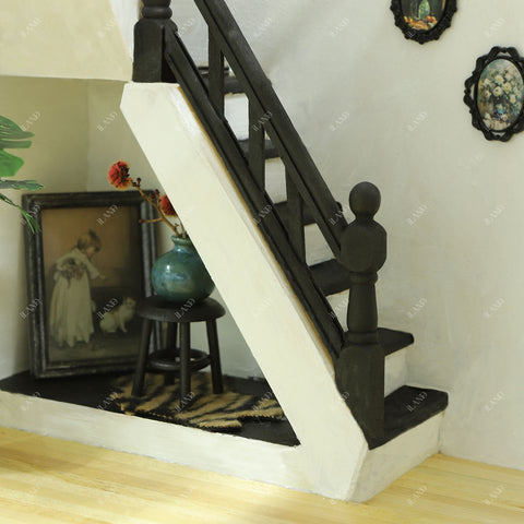Dollhouse Stairs w/ Adjustable Handrails 2 Sets & DIY Railing