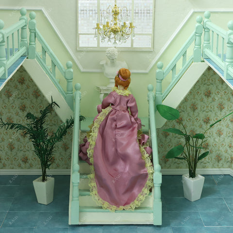 Dollhouse Stairs w/ Adjustable Handrails 2 Sets & DIY Railing