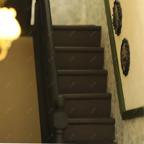 Dollhouse Stairs w/ Adjustable Handrails 2 Sets & DIY Railing