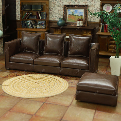 Dollhouse Sectional Sofa Furniture Miniature Sectional Couch Set for Doll House
