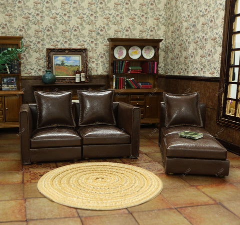 Dollhouse Sectional Sofa Furniture Miniature Sectional Couch Set for Doll House