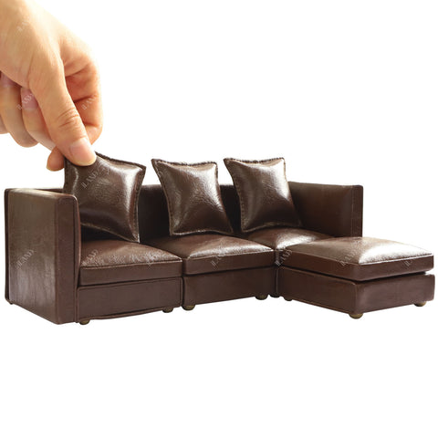 Dollhouse Sectional Sofa Furniture Miniature Sectional Couch Set for Doll House