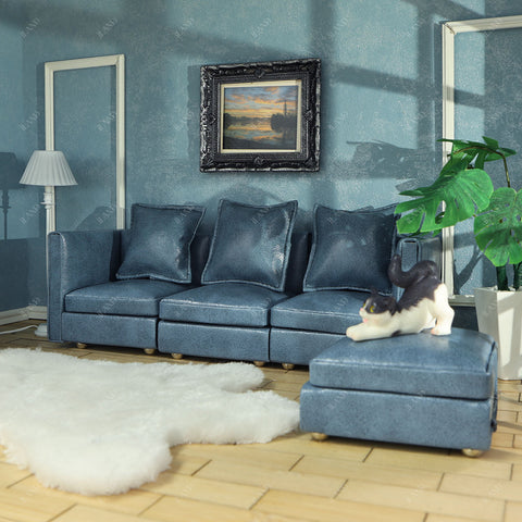 Dollhouse Sectional Sofa Furniture Miniature Sectional Couch Set for Doll House