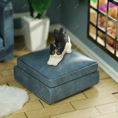 Dollhouse Sectional Sofa Furniture Miniature Sectional Couch Set for Doll House