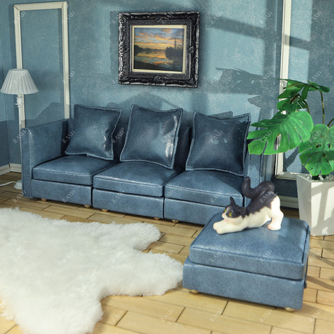 Dollhouse Sectional Sofa Furniture Miniature Sectional Couch Set for Doll House