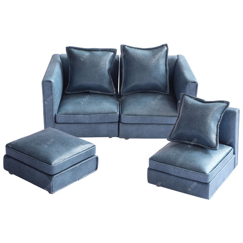 Dollhouse Sectional Sofa Furniture Miniature Sectional Couch Set for Doll House