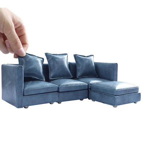 Dollhouse Sectional Sofa Furniture Miniature Sectional Couch Set for Doll House