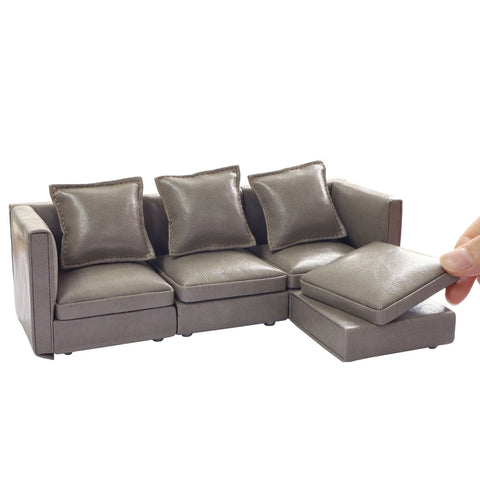 Dollhouse Sectional Sofa Furniture Miniature Sectional Couch Set for Doll House