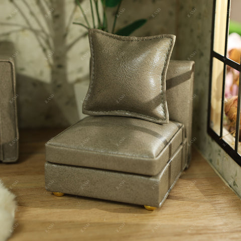 Dollhouse Sectional Sofa Furniture Miniature Sectional Couch Set for Doll House