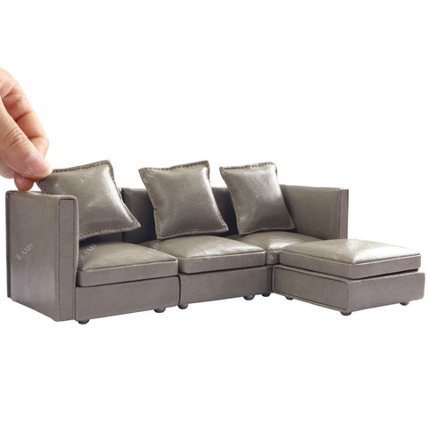 Dollhouse Sectional Sofa Furniture Miniature Sectional Couch Set for Doll House