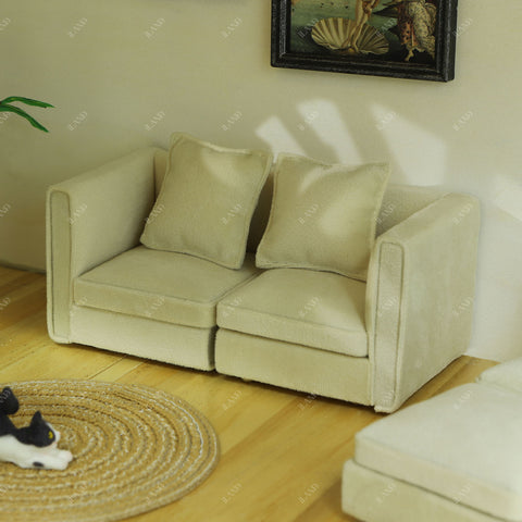 Dollhouse Furniture Miniature Sectional Couch Set Modern Velvet Sofa Elegant & Classic