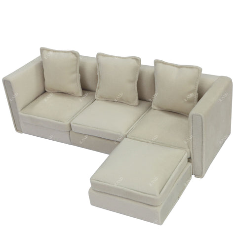 Dollhouse Furniture Miniature Sectional Couch Set Modern Velvet Sofa Elegant & Classic