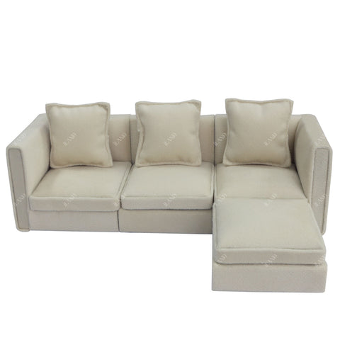Dollhouse Furniture Miniature Sectional Couch Set Modern Velvet Sofa Elegant & Classic