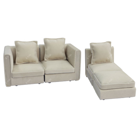 Dollhouse Furniture Miniature Sectional Couch Set Modern Velvet Sofa Elegant & Classic