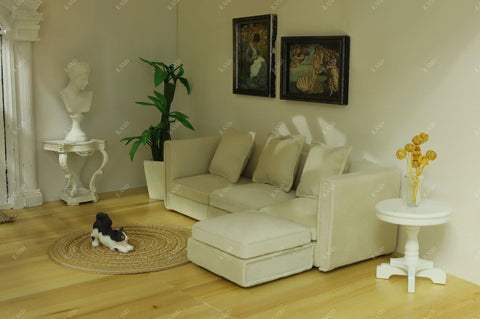 Dollhouse Furniture Miniature Sectional Couch Set Modern Velvet Sofa Elegant & Classic