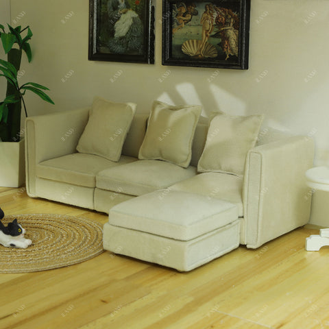 Dollhouse Furniture Miniature Sectional Couch Set Modern Velvet Sofa Elegant & Classic