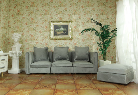 Dollhouse Furniture Miniature Sectional Couch Set Modern Velvet Sofa Elegant & Classic