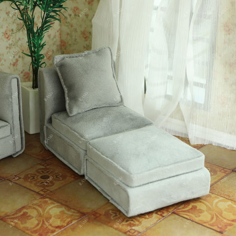 Dollhouse Furniture Miniature Sectional Couch Set Modern Velvet Sofa Elegant & Classic