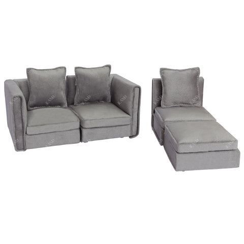 Dollhouse Furniture Miniature Sectional Couch Set Modern Velvet Sofa Elegant & Classic