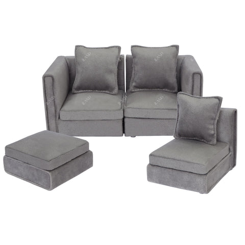 Dollhouse Furniture Miniature Sectional Couch Set Modern Velvet Sofa Elegant & Classic