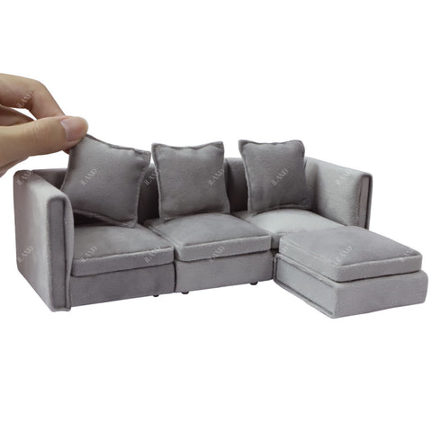 Dollhouse Furniture Miniature Sectional Couch Set Modern Velvet Sofa Elegant & Classic