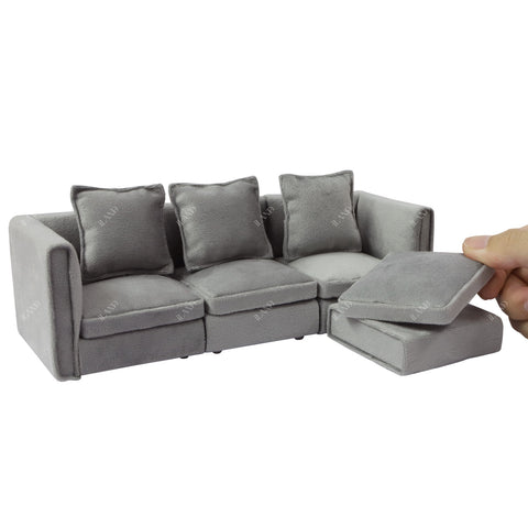 Dollhouse Furniture Miniature Sectional Couch Set Modern Velvet Sofa Elegant & Classic