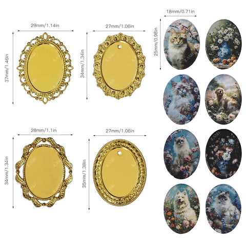 Dollhouse Frame Art Tiny Frames 7pcs with 14 Miniature Pictures Set