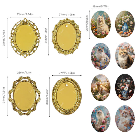 Dollhouse Frame Art Tiny Frames 7pcs with 14 Miniature Pictures Set