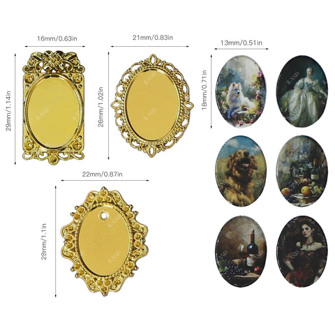 Dollhouse Frame Art Tiny Frames 7pcs with 14 Miniature Pictures Set