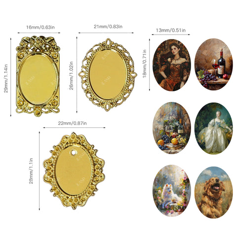 Dollhouse Frame Art Tiny Frames 7pcs with 14 Miniature Pictures Set