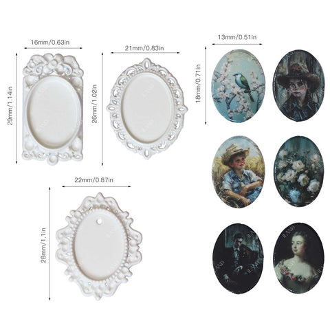 Dollhouse Frame Art Tiny Frames 7pcs with 14 Miniature Pictures Set