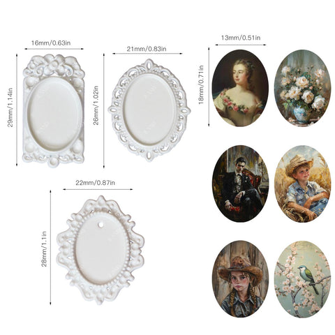 Dollhouse Frame Art Tiny Frames 7pcs with 14 Miniature Pictures Set
