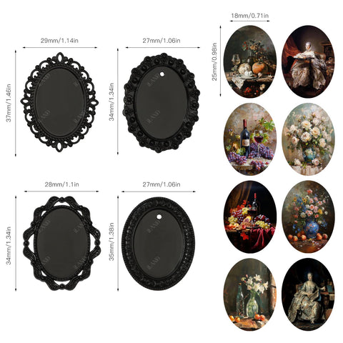 Dollhouse Frame Art Tiny Frames 7pcs with 14 Miniature Pictures Set
