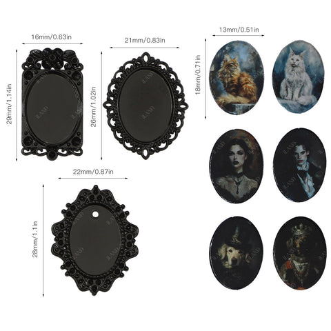 Dollhouse Frame Art Tiny Frames 7pcs with 14 Miniature Pictures Set