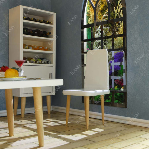 Dollhouse Furniture on 1/12 Scale of Dining-Room Table Chair & Cabinet