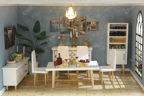 Dollhouse Furniture on 1/12 Scale of Dining-Room Table Chair & Cabinet