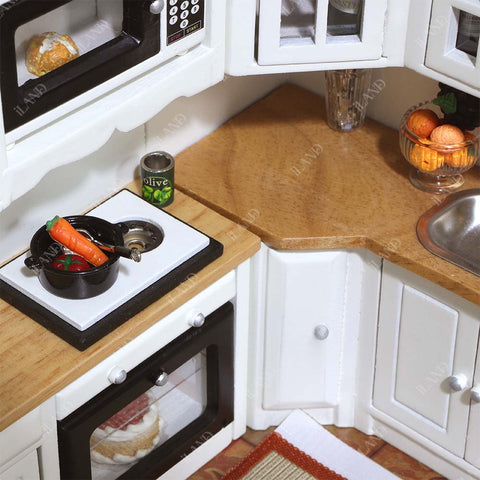 Dollhouse Kitchen with Dollhouse Accessories Set Exquisite Kitchen