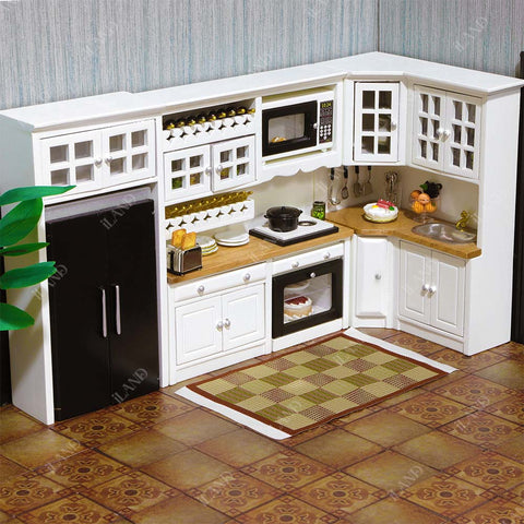 Dollhouse Kitchen with Dollhouse Accessories Set Exquisite Kitchen