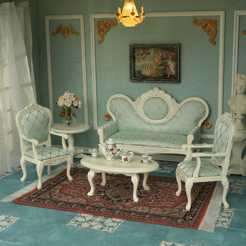 Victorian Dollhouse Furniture Living Room Vintage Set 8pcs