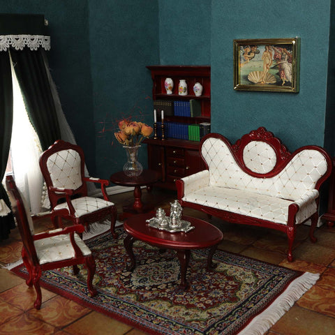 Victorian Dollhouse Furniture Living Room Vintage Set 8pcs