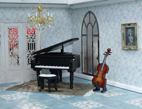Piano Music Box & Miniature Violin Set
